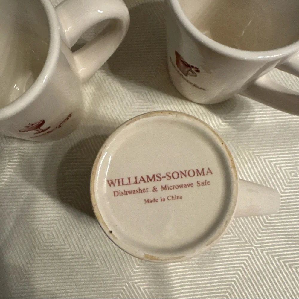 White Ceramic Mug Set with Red Accents Williams Sonoma